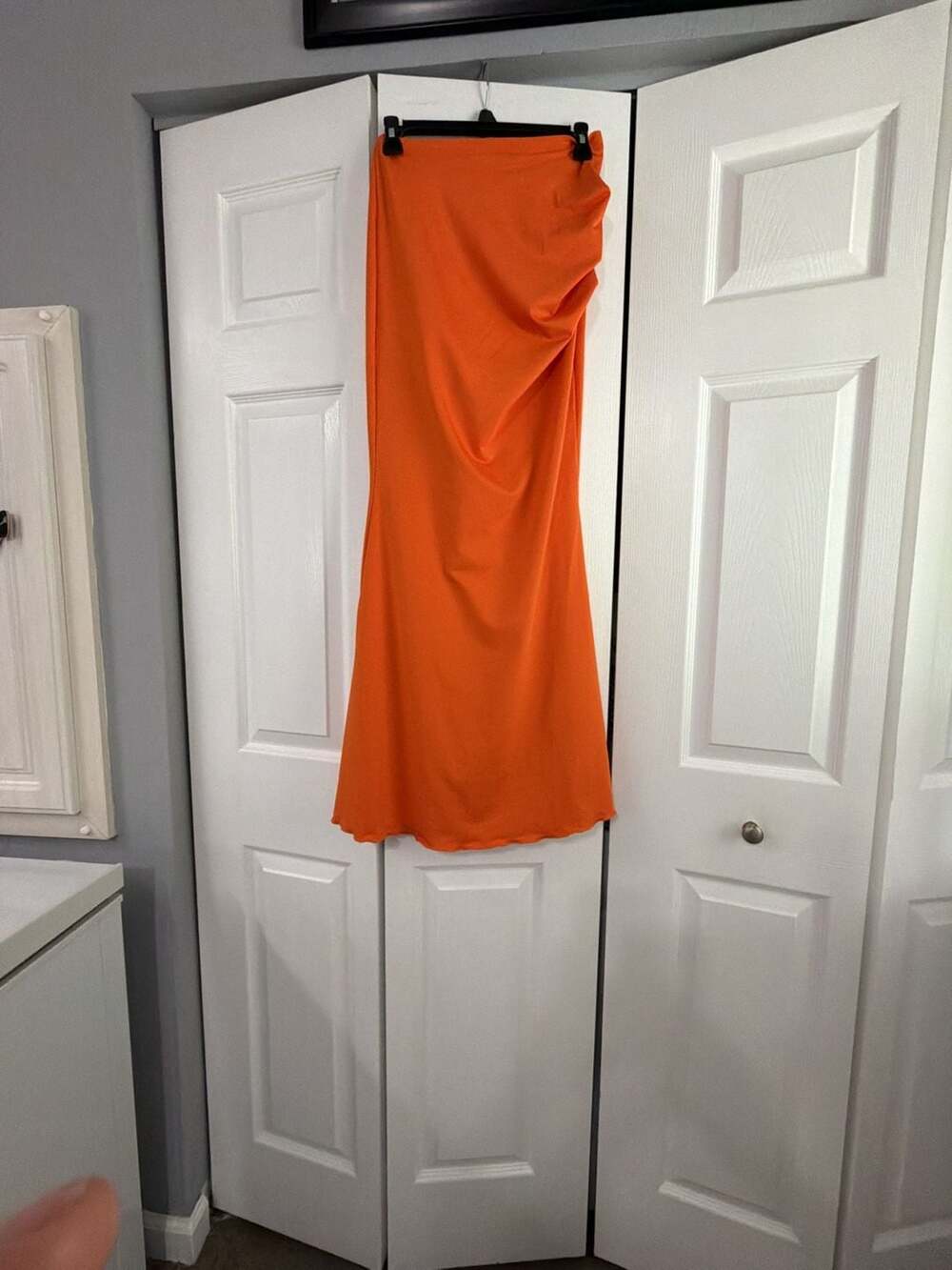 SHEIN Orange Draped Side Slit Maxi Skirt